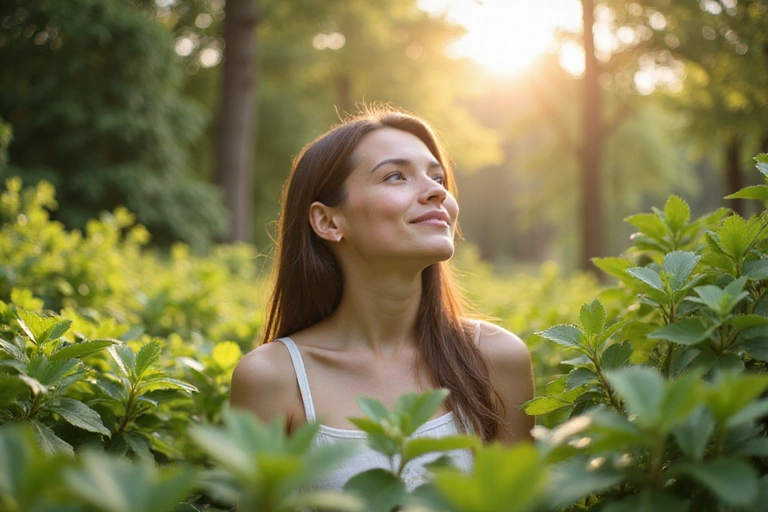 A serene image of a person enjoying nature, symbolizing natural health and well-being.