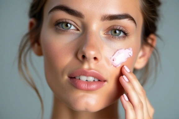 A woman applying a natural face serum, highlighting skincare and glowing skin.