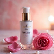 Product image of a luxurious anti-aging serum bottle for women.
